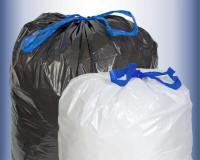 Trash Bags Draw String Quick Draw 10 gallon to 15 gallon size   250 per case   white